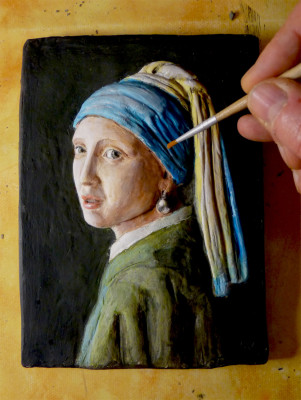 ragazza con orecchino di perla versione in scultura