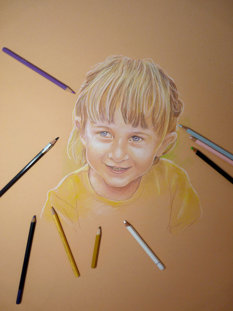 ritratto di bimba a matita pastello lezioni disegno