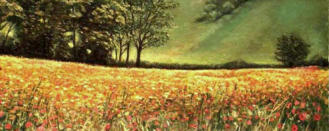 campo di papaveri pittura ad olio