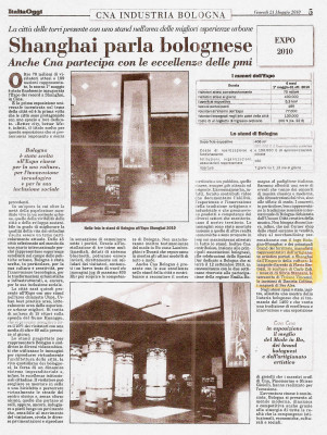 SHANGAI 2010 articolo giornale CNA Bologna