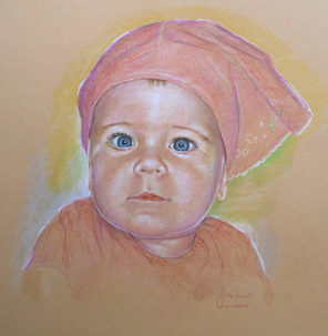Ritratto di bambina tecnica matita sanguigna